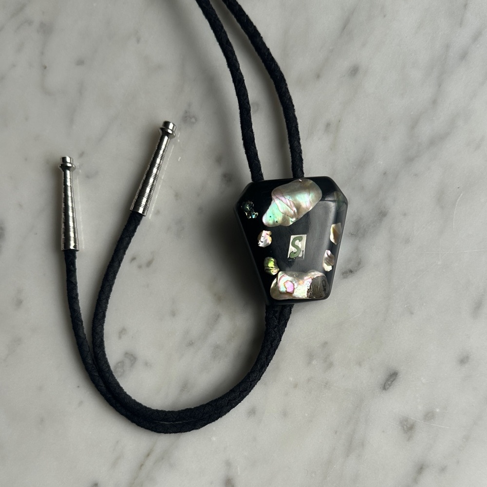 Unique Abalone Shell Resin “S” Bolo Tie
